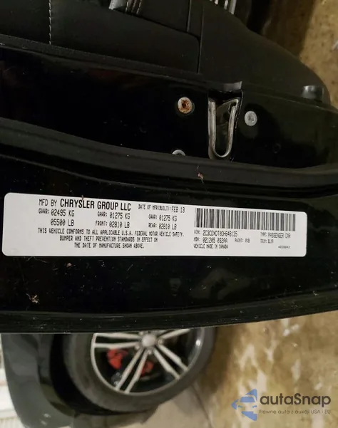 2013 Dodge Charger R/T z USA, uszkodzony, nr VIN 2C3CDXDT0DH648135